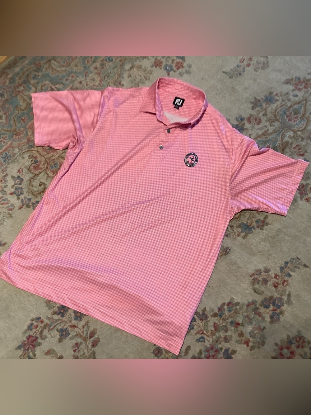 FootJoy Bethpage Black Pink Micro-Pattern Golf Polo Sz L